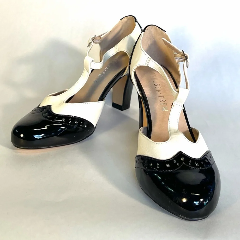 Gatsby II T-Strap Vintage Heels - Black and White - Picture 13 of 16